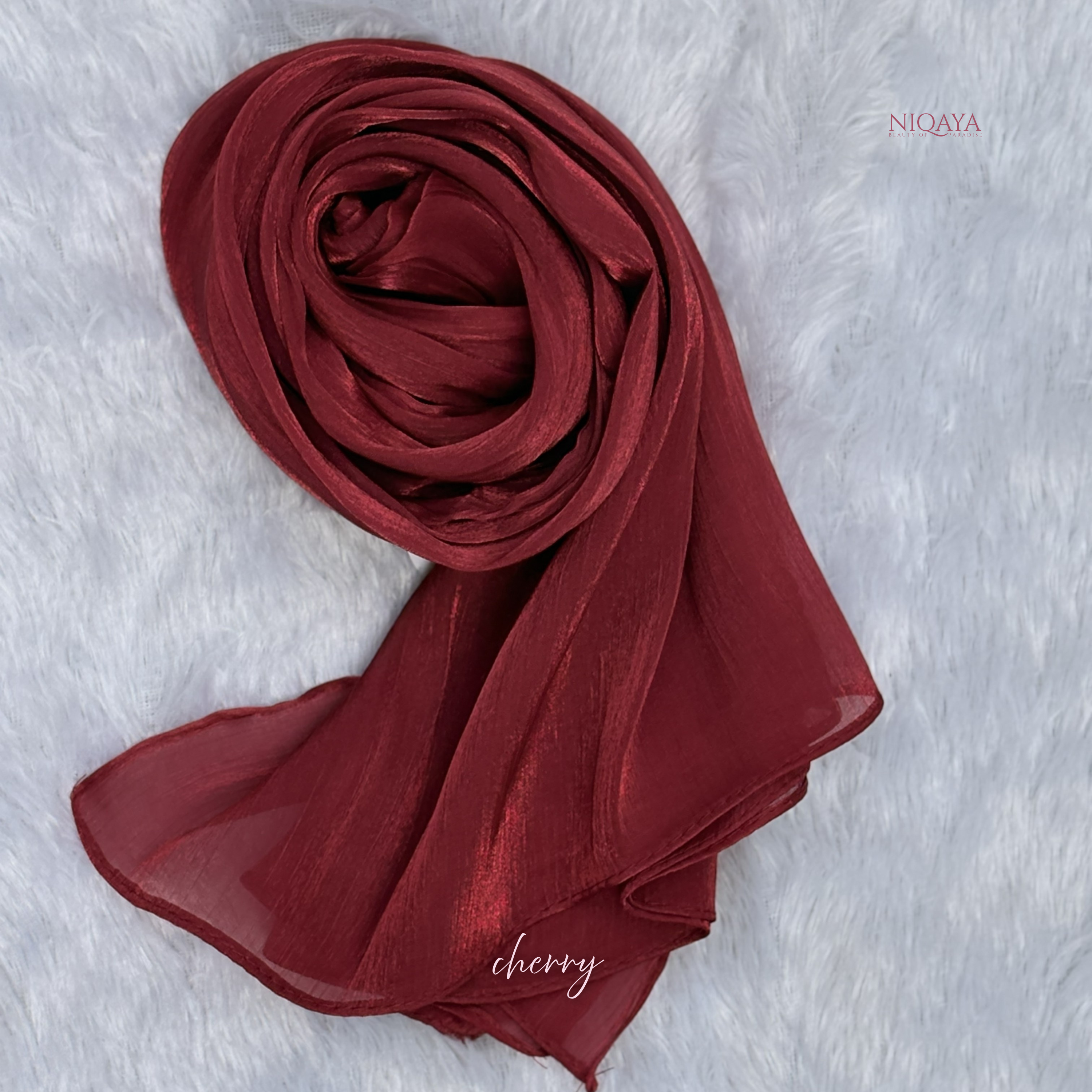 Moja Organza Shimmer Hijab - Cherry