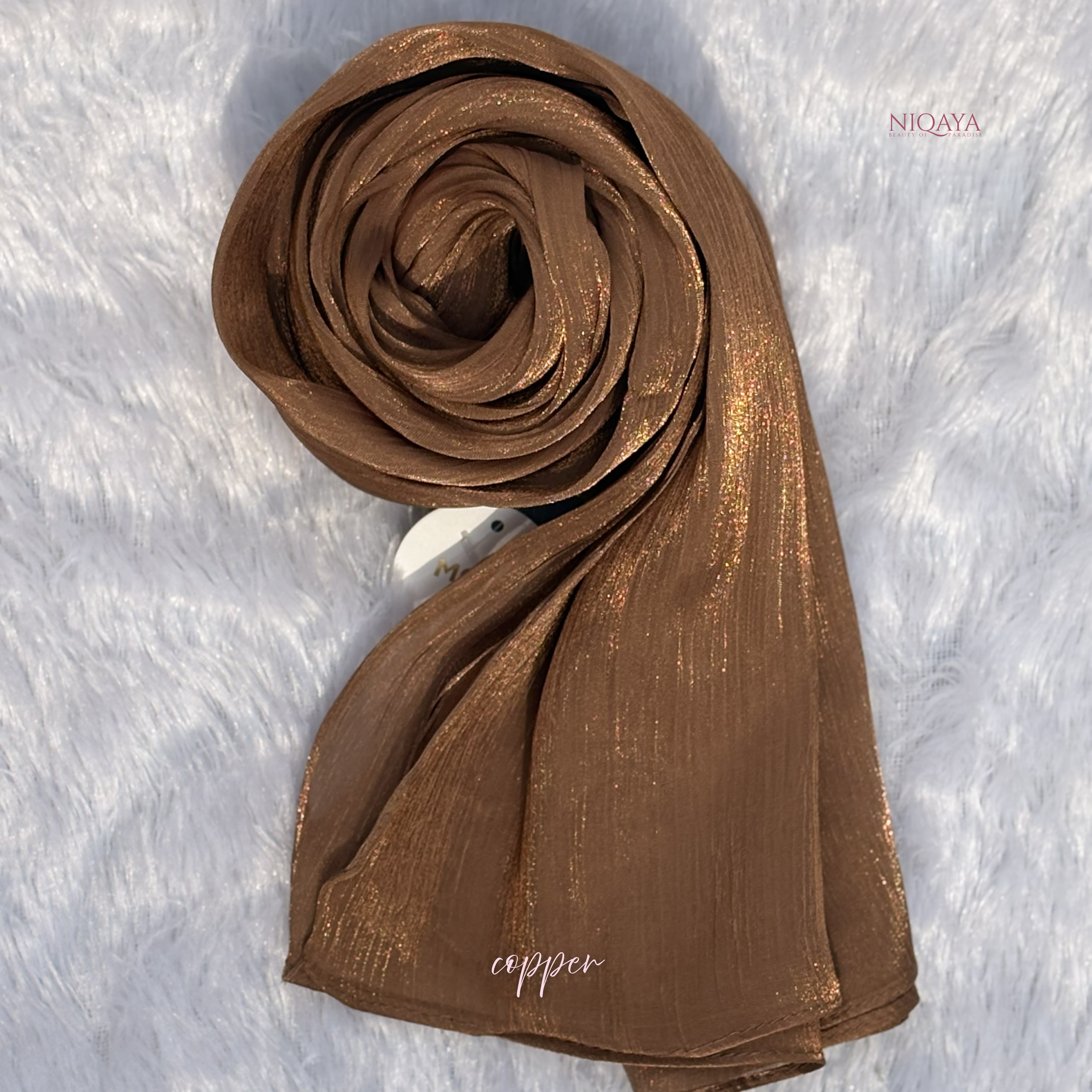 Moja Organza Shimmer Hijab - Copper