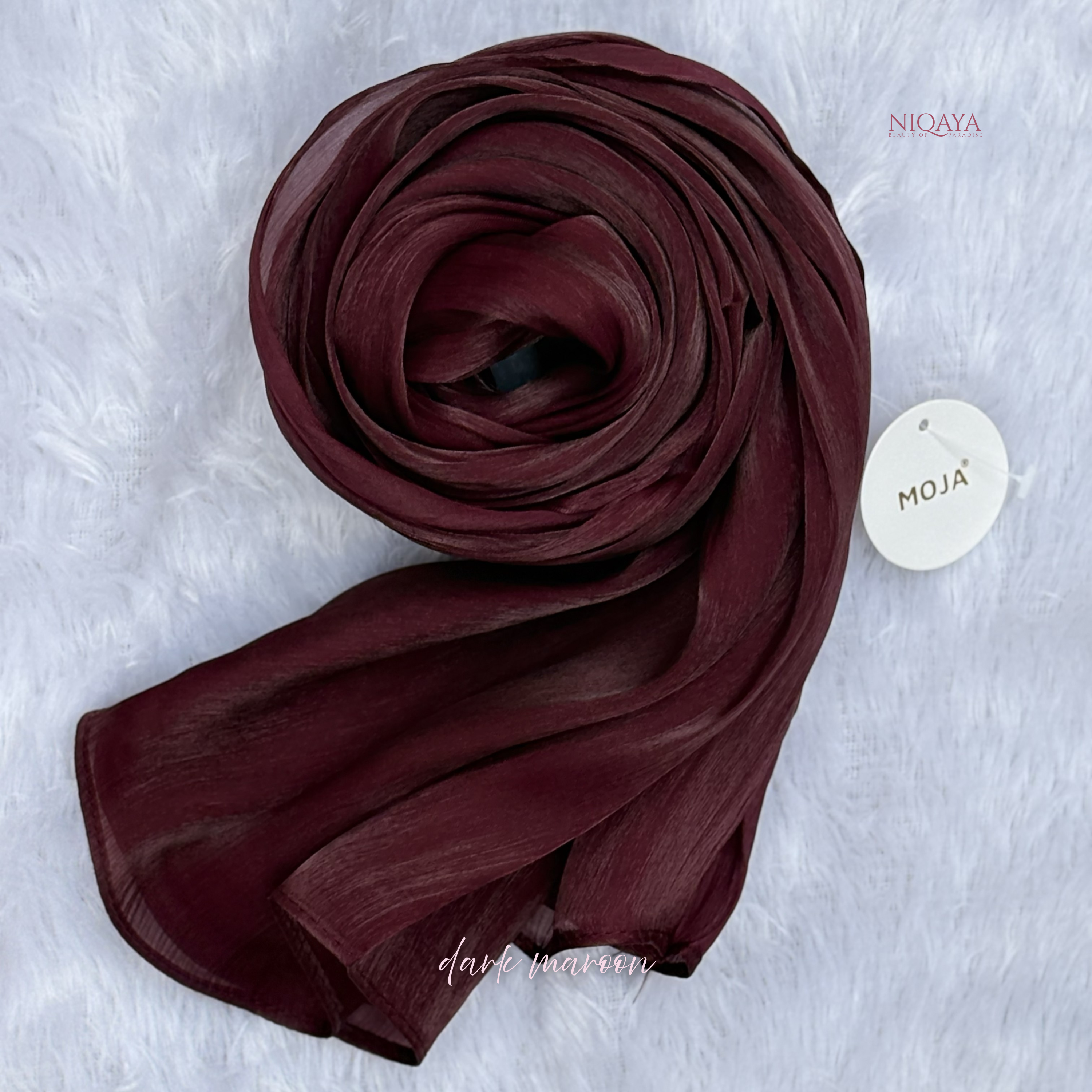 Moja Organza Shimmer Hijab - Dark Maroon
