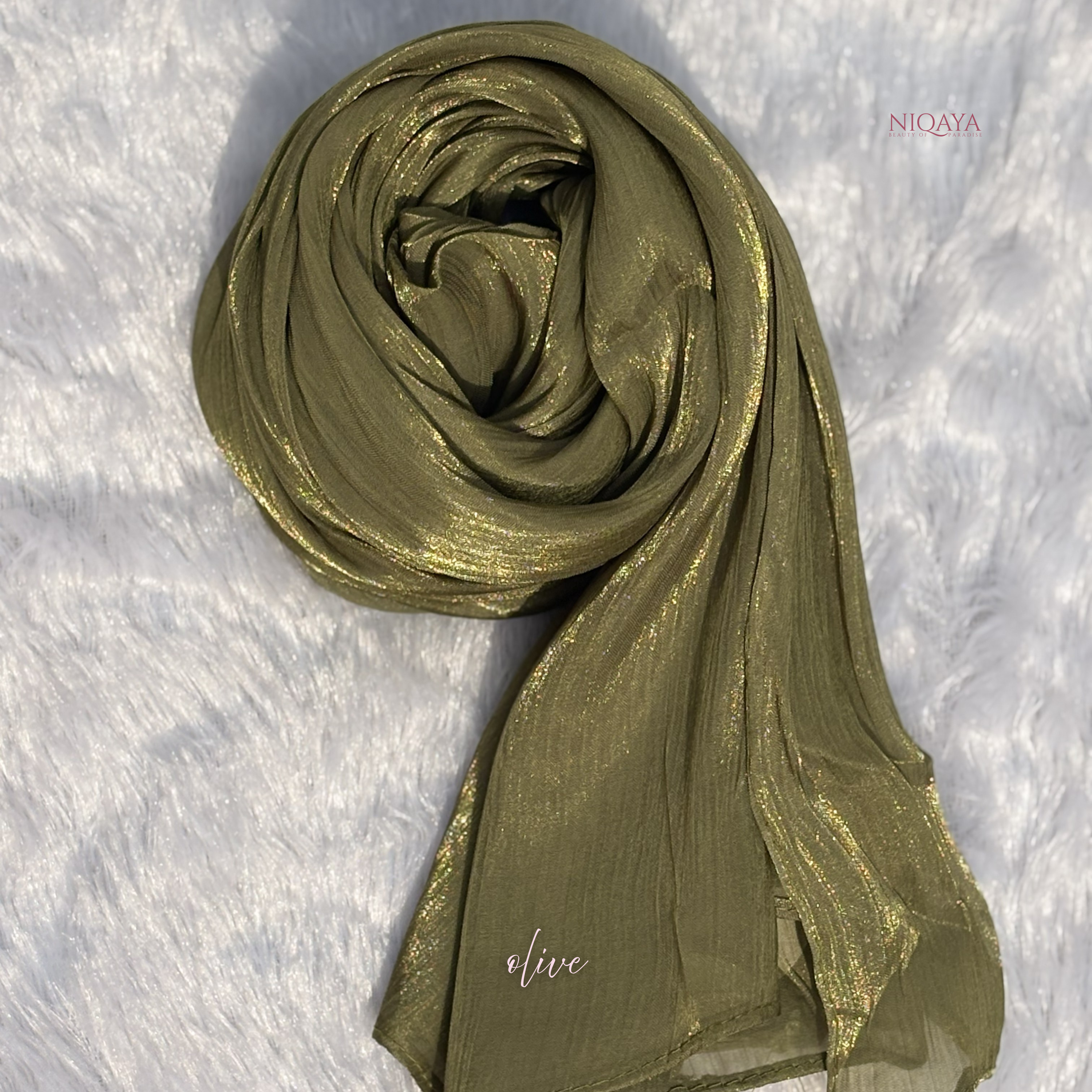 Moja Organza Shimmer Hijab - Olive